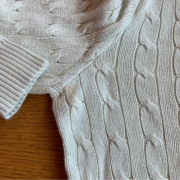 Polo by Ralph Lauren Men Cable Knit Sweater L 100% Tussah Silk V-Neck Pony Logo - Picture 9 of 11